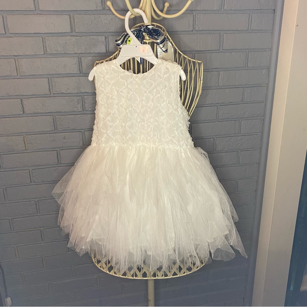 Rockin Baby White Tulle Floral Dress 5-6Y